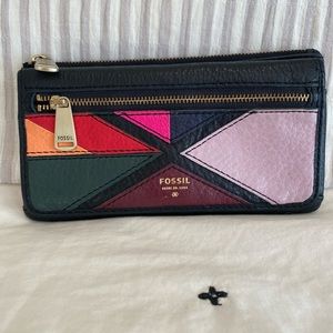 FOSSIL Double Zip Wallet (black multi)